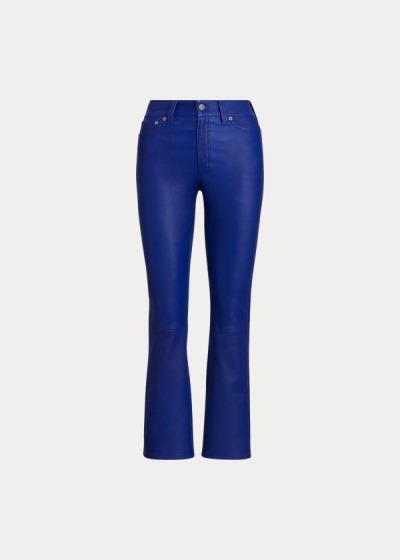 Pantalones Polo Ralph Lauren Mujer Azul Rey Azules - Leather Cropped Flare - TZRQC0365